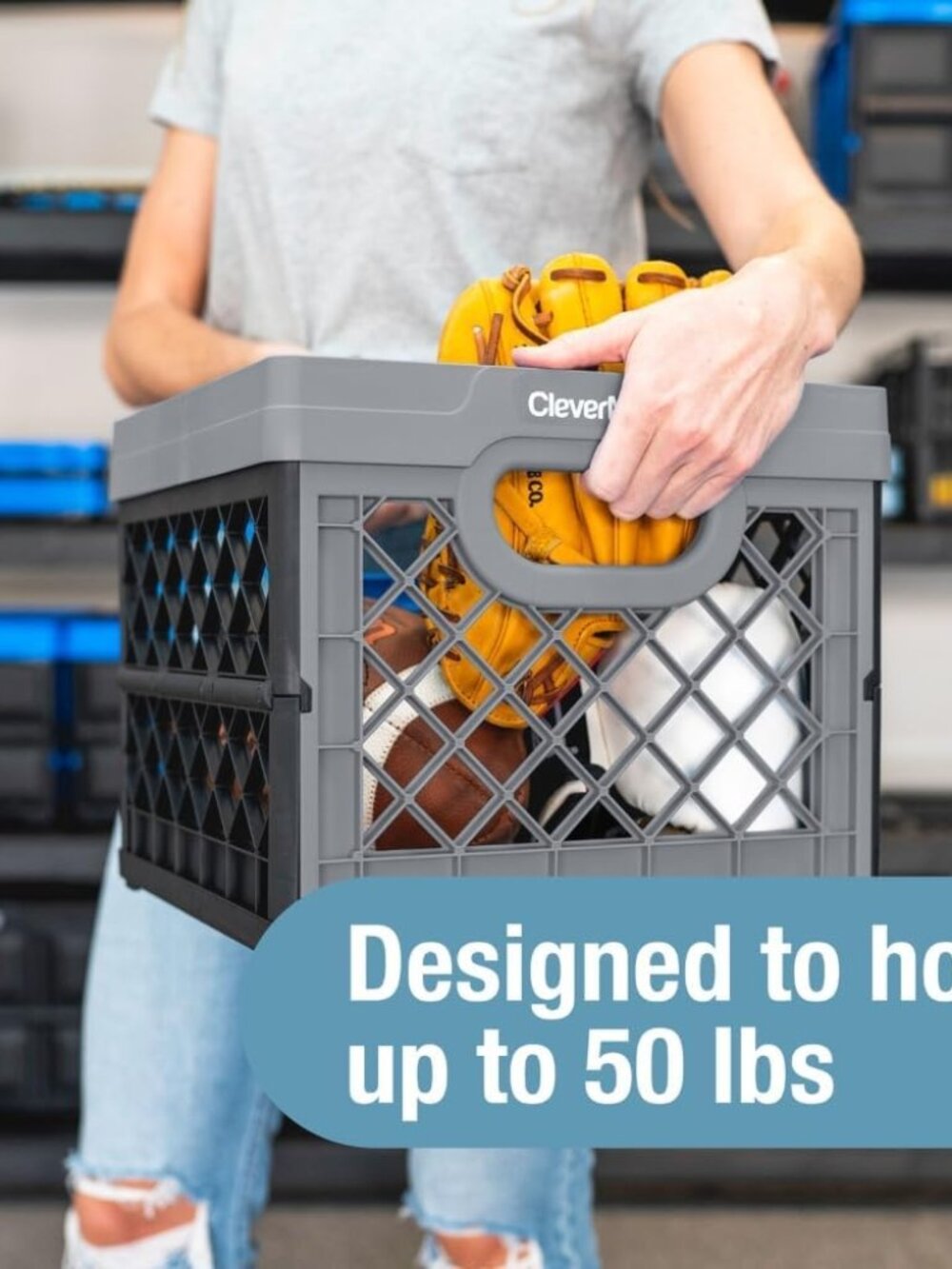 Collapsible Milk Crate 25L 6.6 Gal, 50 lb Capacity Heavy Duty Folding Crate – St - Picture 4 of 9